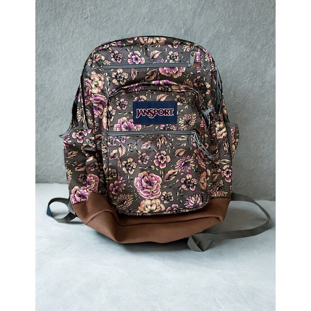 Jansport Cool Student Backpack XL Boho Floral Gray Fits 15" Laptop